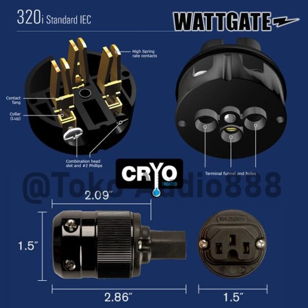Wattgate 320i Black IEC female Audio Power Plug USA - Image 2