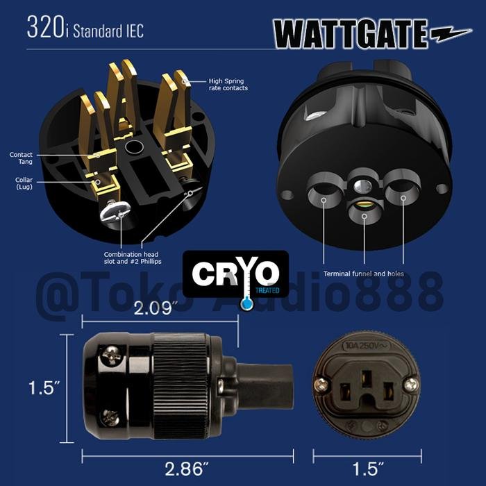 Wattgate 320i Black IEC female Audio Power Plug USA - Image 2