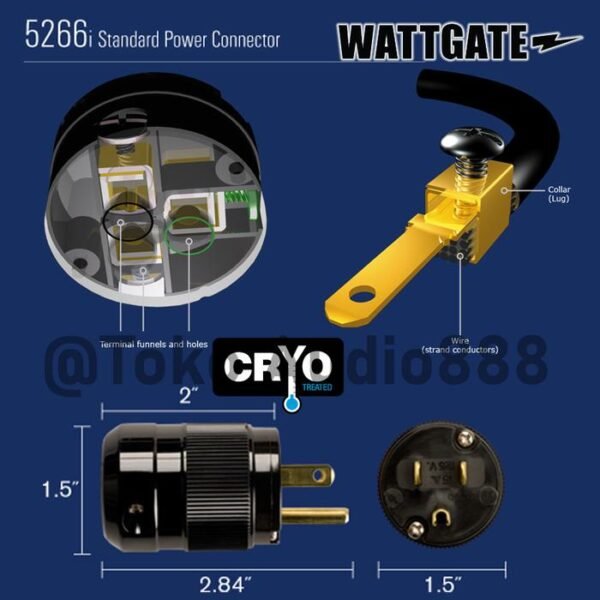 Wattgate 5266i Black US Plug Male Audio Power Plug USA - Image 2